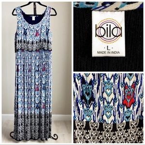 BILA long Summer column dress, lined top, Size L